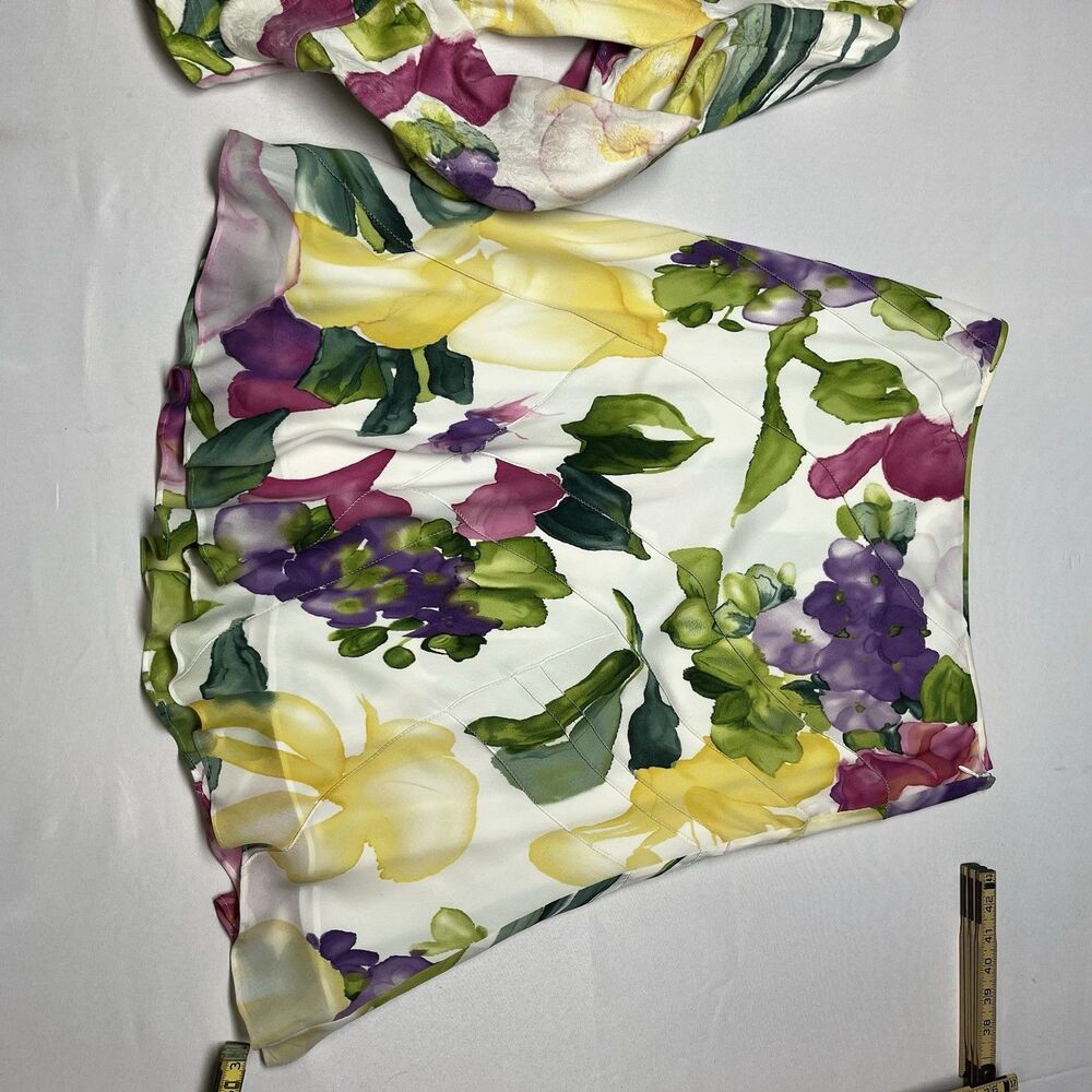 Linda Allard Ellen Tracy Silk Two Piece Skirt Set Floral - Picture 4 of 14